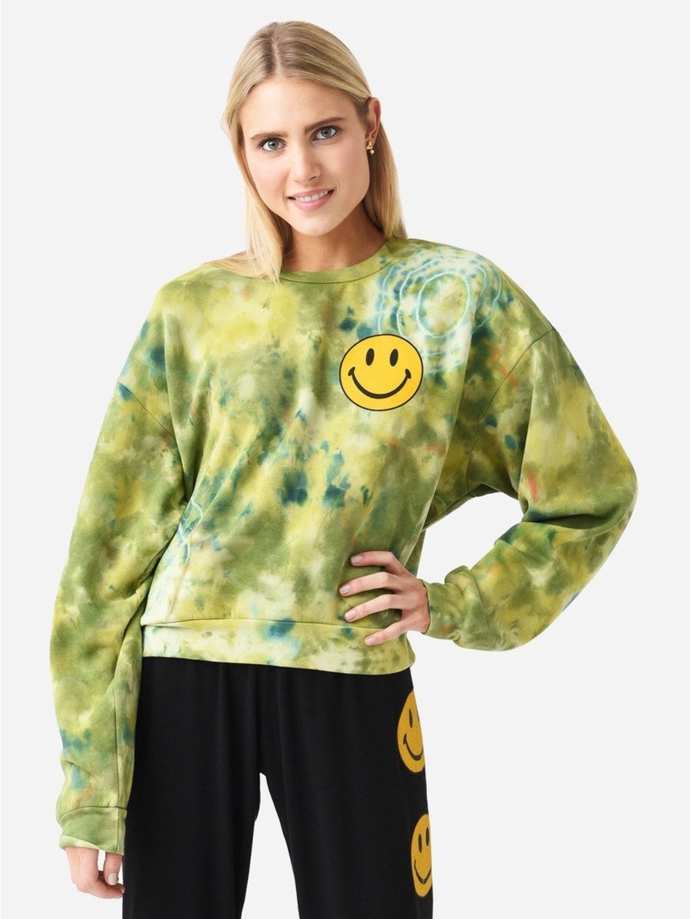 Aviator Nation Hand Dyed Smiley 2 Crew Sweatshirt XXL